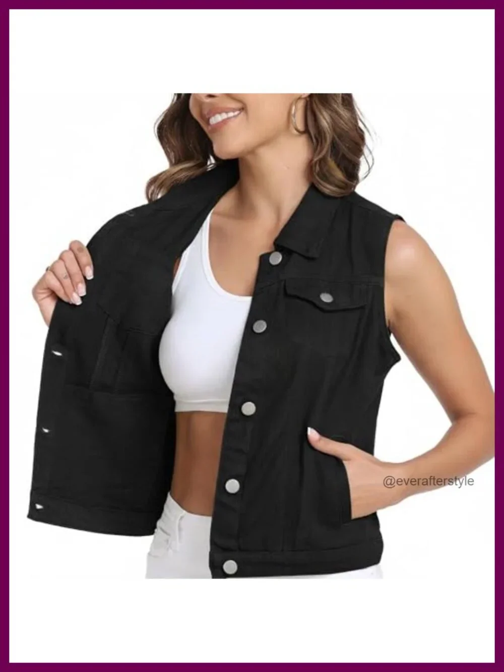 Sleeveless Cropped Women's Denim Vest Jacket